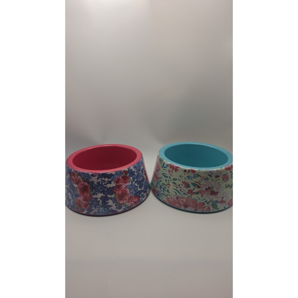 Pioneer Woman Small 14 oz Set of 2 Melamine Dog Cat Pet Bowls Brand New